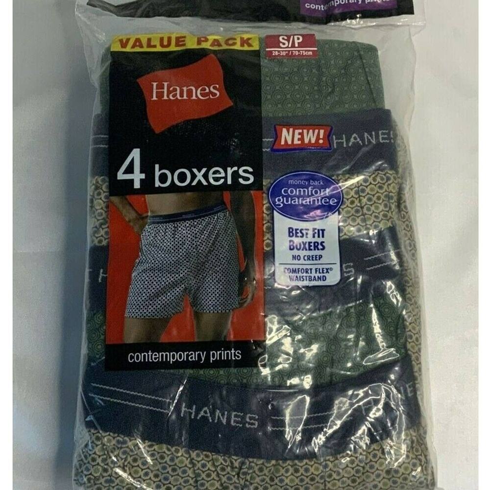 Hanes Mens Boxer Briefs 2-4pks Regular Length Contemporary Print Sz S/P (28-30")